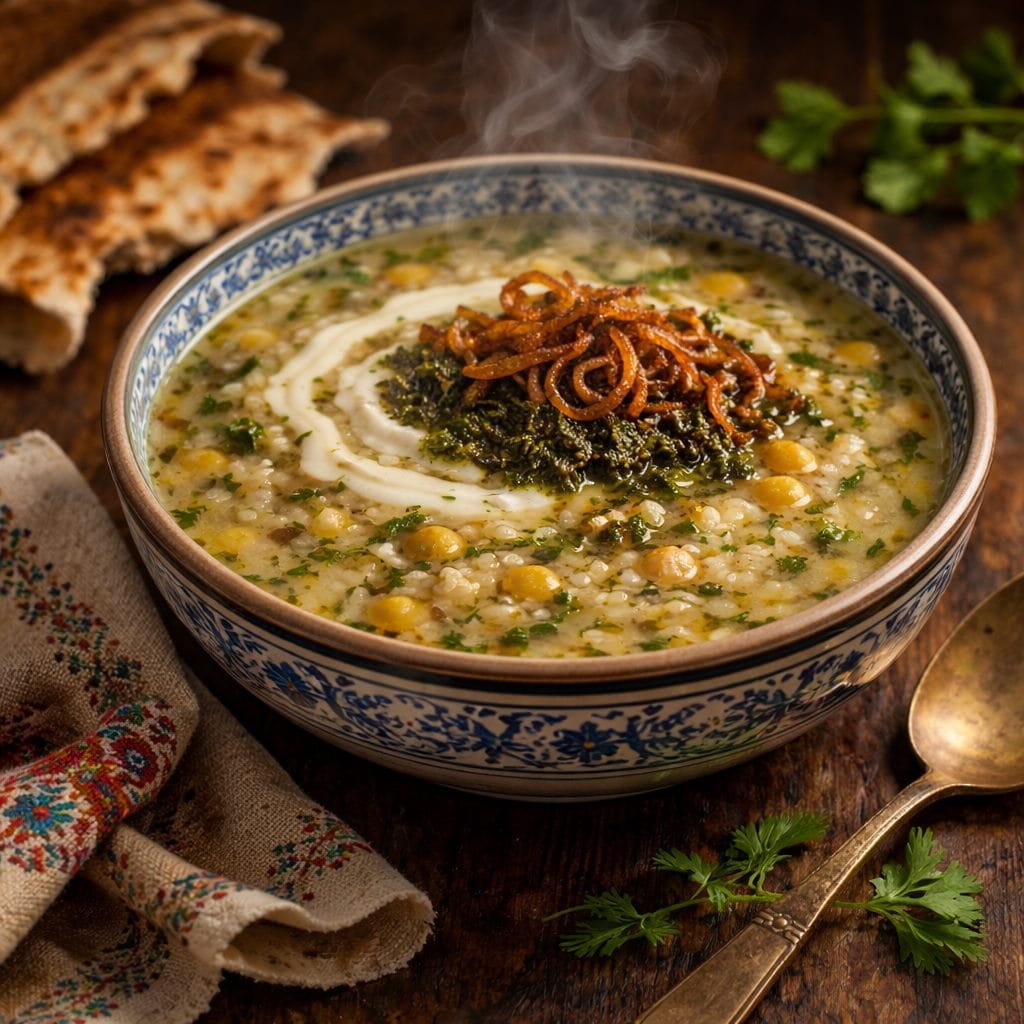 آش غلور بیرجندی با بلغور گندم و حبوبات