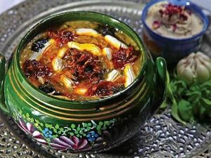 آش قلقل شوشتری با گوشت و حبوبات